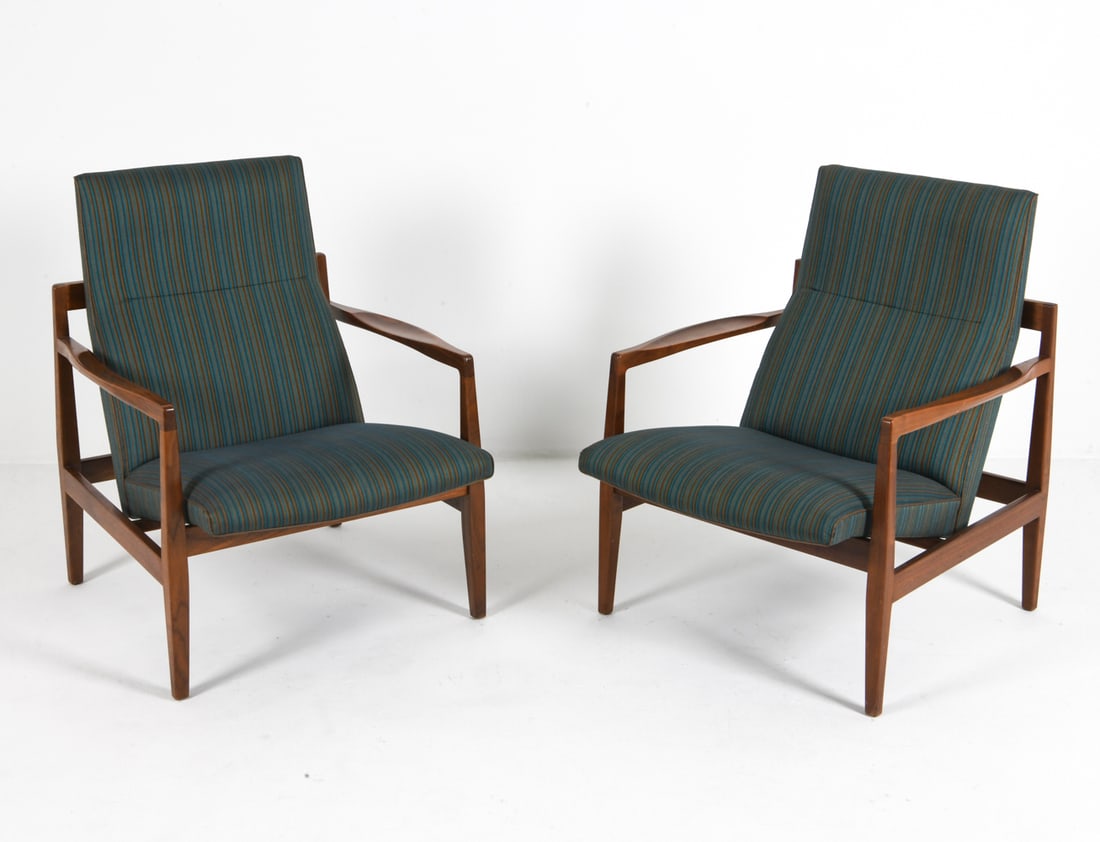 PAIR OF JENS RISOM M. U-440 WALNUT LOUNGE CHAIRS (1 of 9)