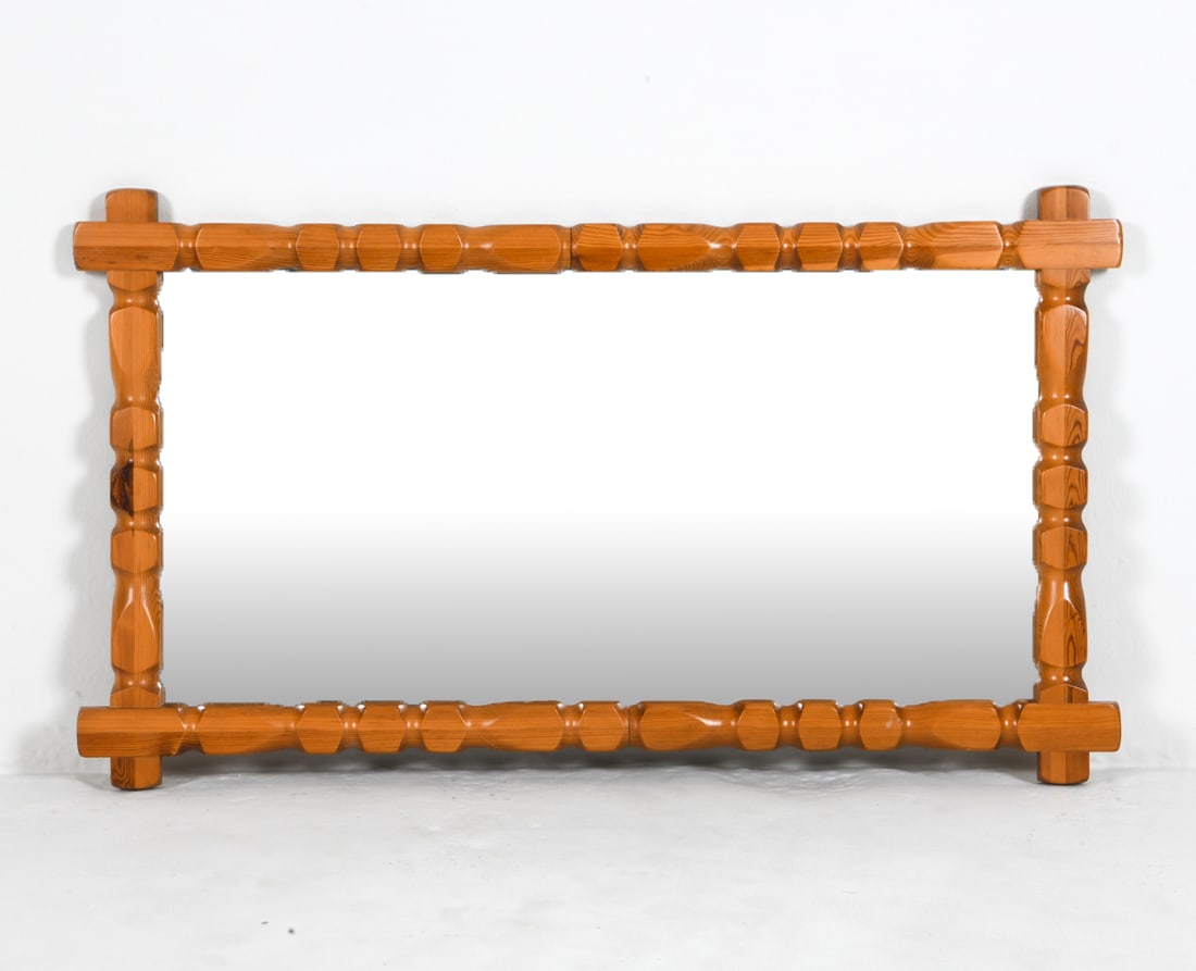 ATTR. GLAS MASTER SWEDISH PINE WALL MIRROR C.1960S (1 of 4)