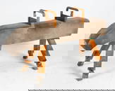 DANISH OAK & SUEDE POMMEL HORSE GYMNASTICS 1970S