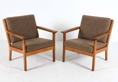 PAIR HANS J. WEGNER FOR GETAMA OAK LOUNGE CHAIRS