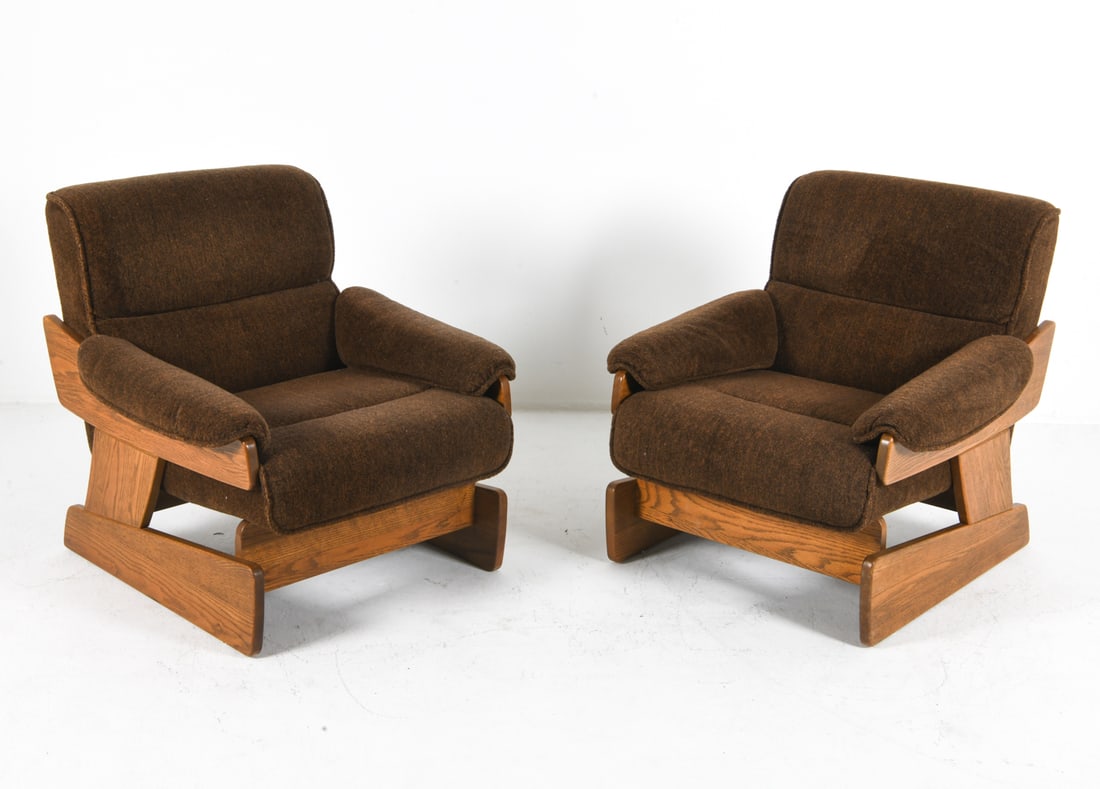 PAIR OF BRUTALIST DANISH OAK LOUNG CHAIRS C. 1960S (1 of 7)