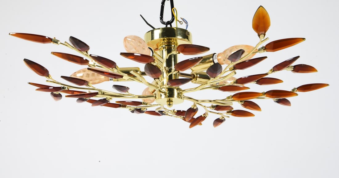 ITALIAN AMBER GLASS CEILING LIGHT (1 of 7)