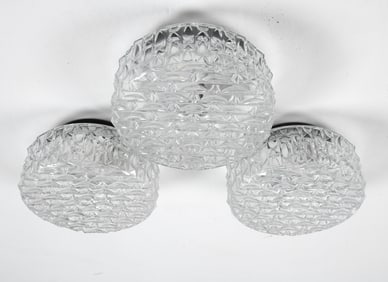DANISH GLASS CEILING LIGHT GROUPING 20TH C.