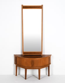 AARHUS GLASIMPORT TAMBOUR VANITY & MIRROR C. 1970S