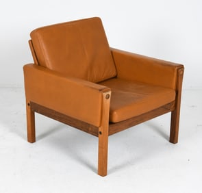 HANS J WEGNER AP62 ROSEWOOD & LEATHER LOUNGE CHAIR