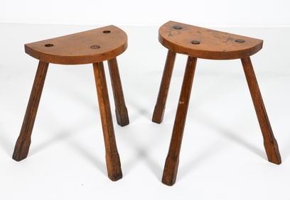 PAIR OF SCANDINAVIAN OAK STOOLS