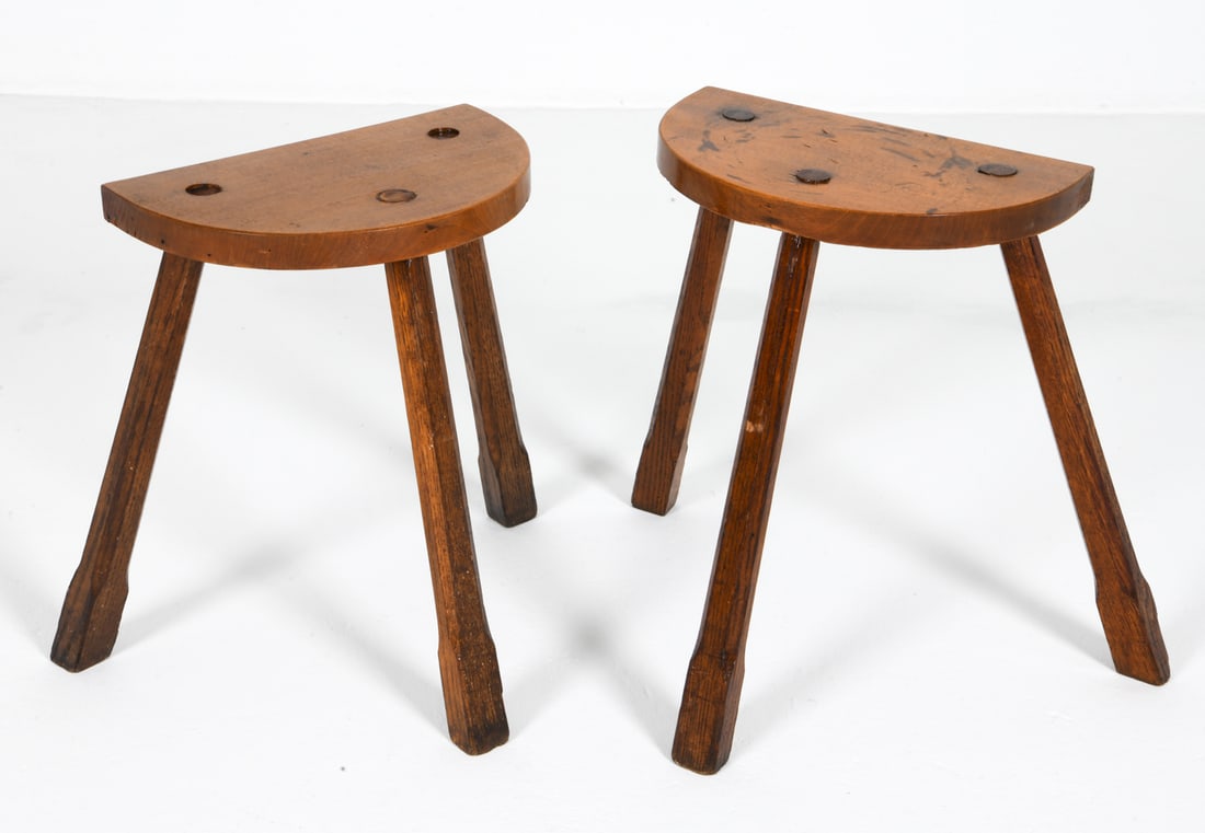 PAIR OF SCANDINAVIAN OAK STOOLS (1 of 9)