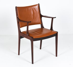 JOHANNES ANDERSEN ROSEWOOD & LEATHER ARMCHAIR