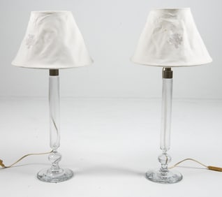PAIR OF SCANDINAVIAN GLASS TABLE LAMPS 20TH C.
