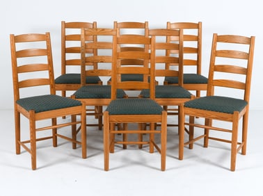 (8) SCANDINAVIAN PINE LADDER BACK DINING CHAIRS