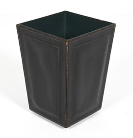 JACQUES ADNET STYLE LEATHER WASTE BASKET