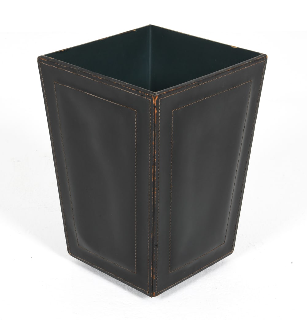 JACQUES ADNET STYLE LEATHER WASTE BASKET (1 of 4)