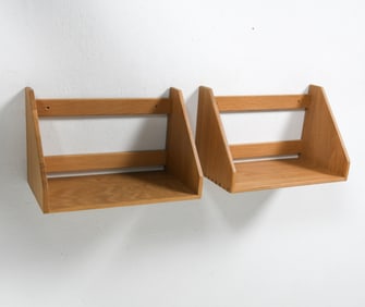 PAIR OF FDB MOBLER OAK WALL SHELVES C. 1970S
