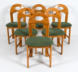 (6) DAUMILLER STYLE DANISH PINE DINING CHAIRS