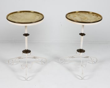 SCANDINAVIAN WROUGHT IRON & BRASS SIDE TABLES