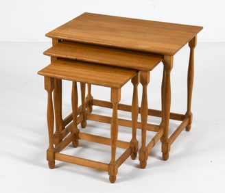 STYLE OF HENNING KJAERNULF OAK NESTING TABLES