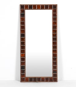 DANISH TEAK & TILE WALL MIRROR C. 1970S