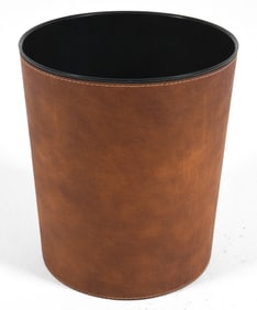 HP & SON VEJLE DANISH LEATHER WASTE BASKET 20TH C.