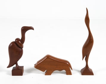 ATTR. KNUD ALBERT TEAK ANIMAL FIGURE GROUPING