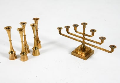 HANS RASMUSSEN BRASS CANDLE HOLDER GROUPING