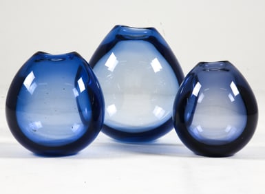 PER LUTKEN HOLMEGAARD GLASS VASE GROUPING 1960S