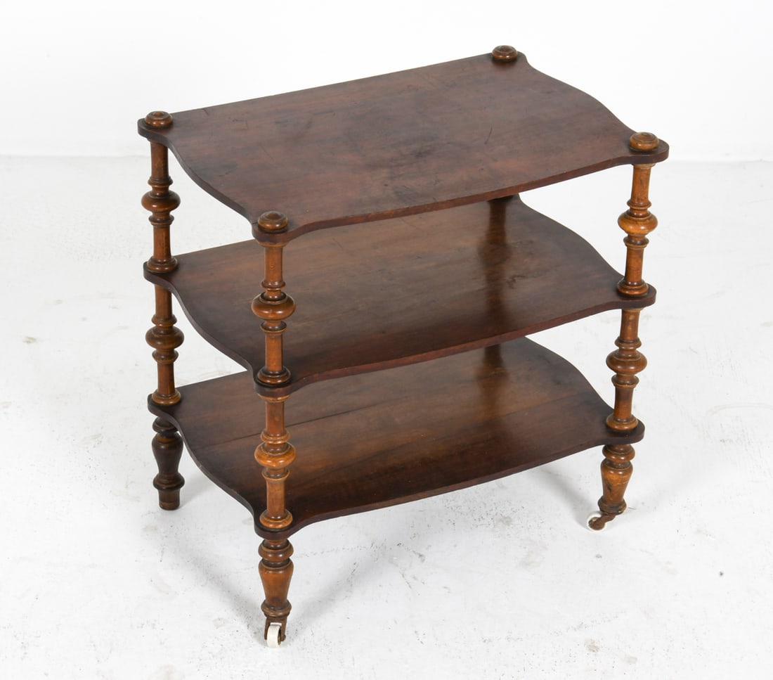 ANTIQUE DANISH BEECH ROLLING SIDE TABLE (1 of 10)