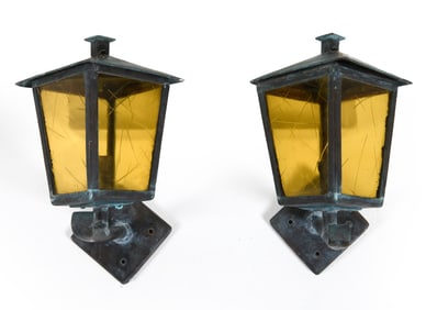 PAIR OF SCANDINAVIAN LANTERN SCONCES 20TH C.