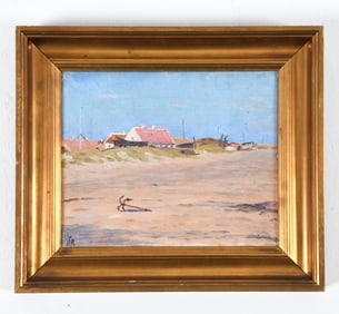 IVAR T. ROHDE (DENMARK, 1871-1944) BEACH SCENE O/C