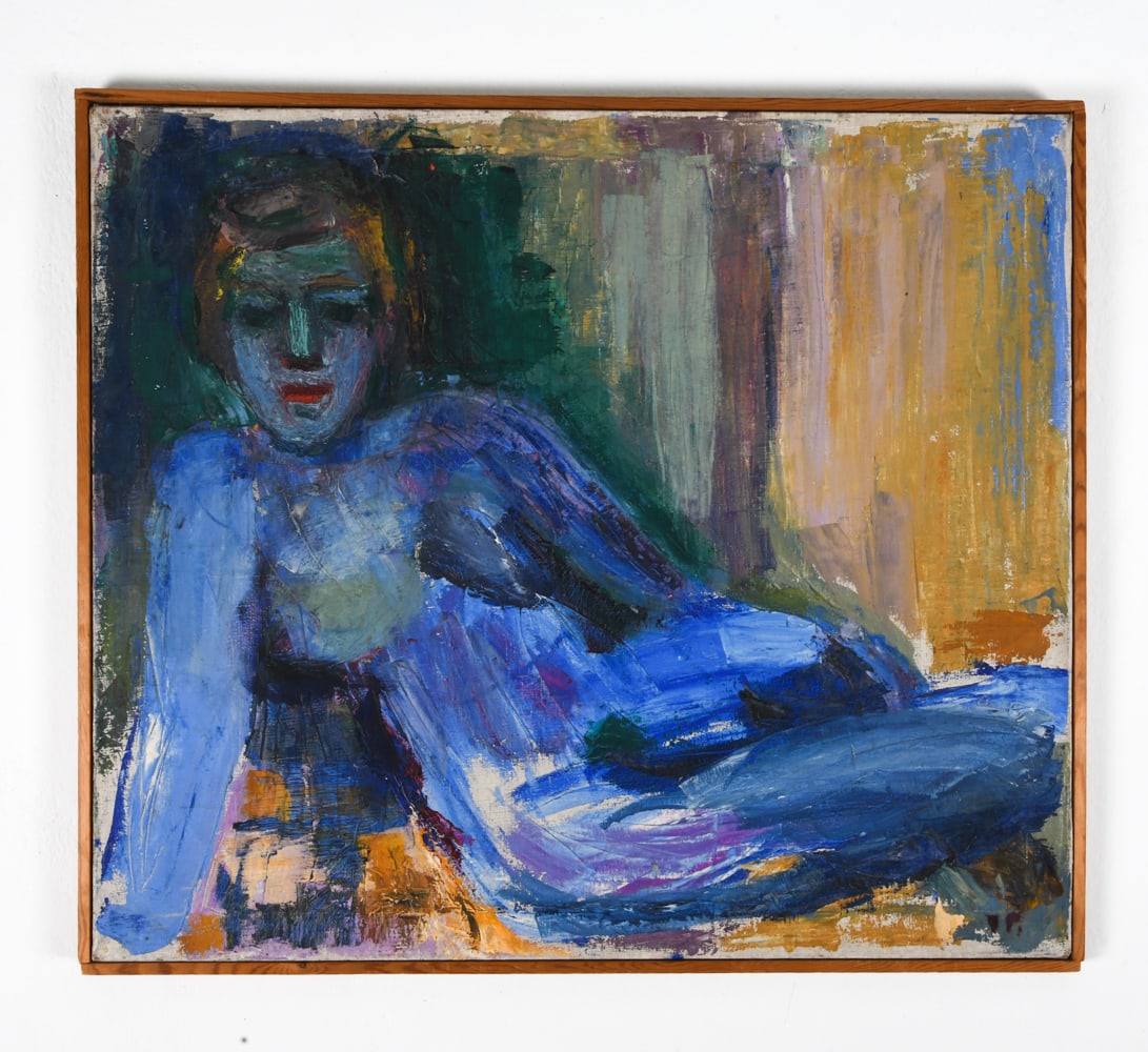 ABSTRACT PORTRAIT OF A BLUE LADY O/C 20TH C. (1 of 8)