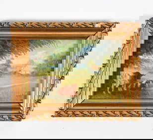 DANISH FARM SCENE LANDSCAPE OIL ON CANVAS BOARD