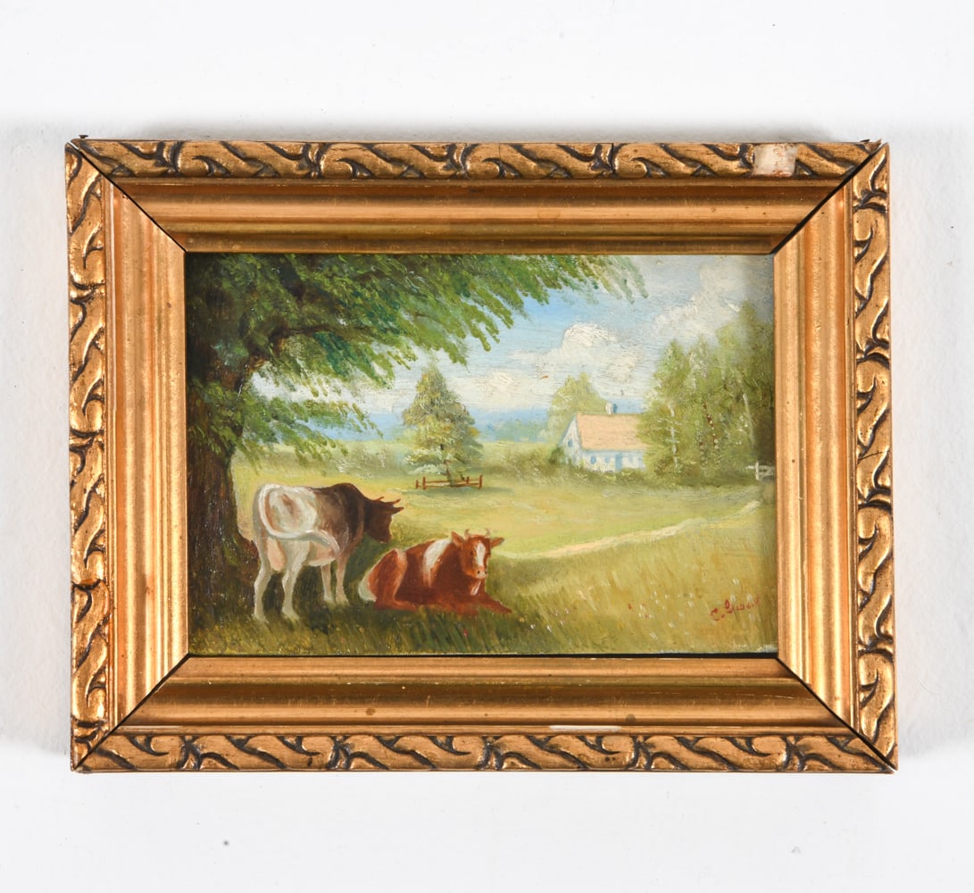 DANISH FARM SCENE LANDSCAPE OIL ON CANVAS BOARD (1 of 5)