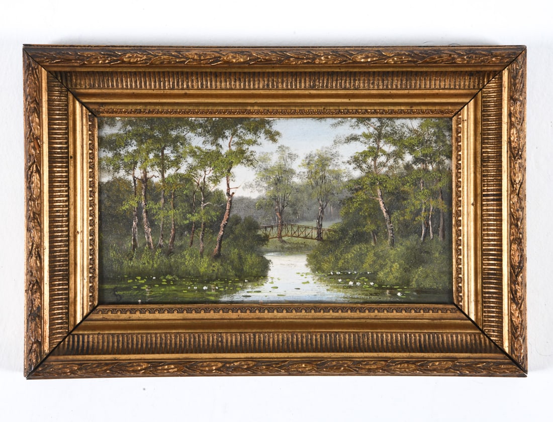 ANTIQUE DANISH FOREST LANDSCAPE OIL ON PANEL (1 of 6)