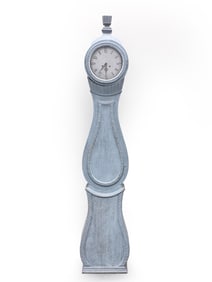 ANTIQUE SWEDISH MORA STYLE PAINTED PINE CLOCK