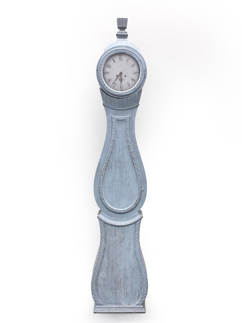 ANTIQUE SWEDISH MORA STYLE PAINTED PINE CLOCK