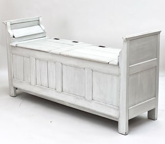 ANTIQUE PAINTED PINE STORAGE BENCH