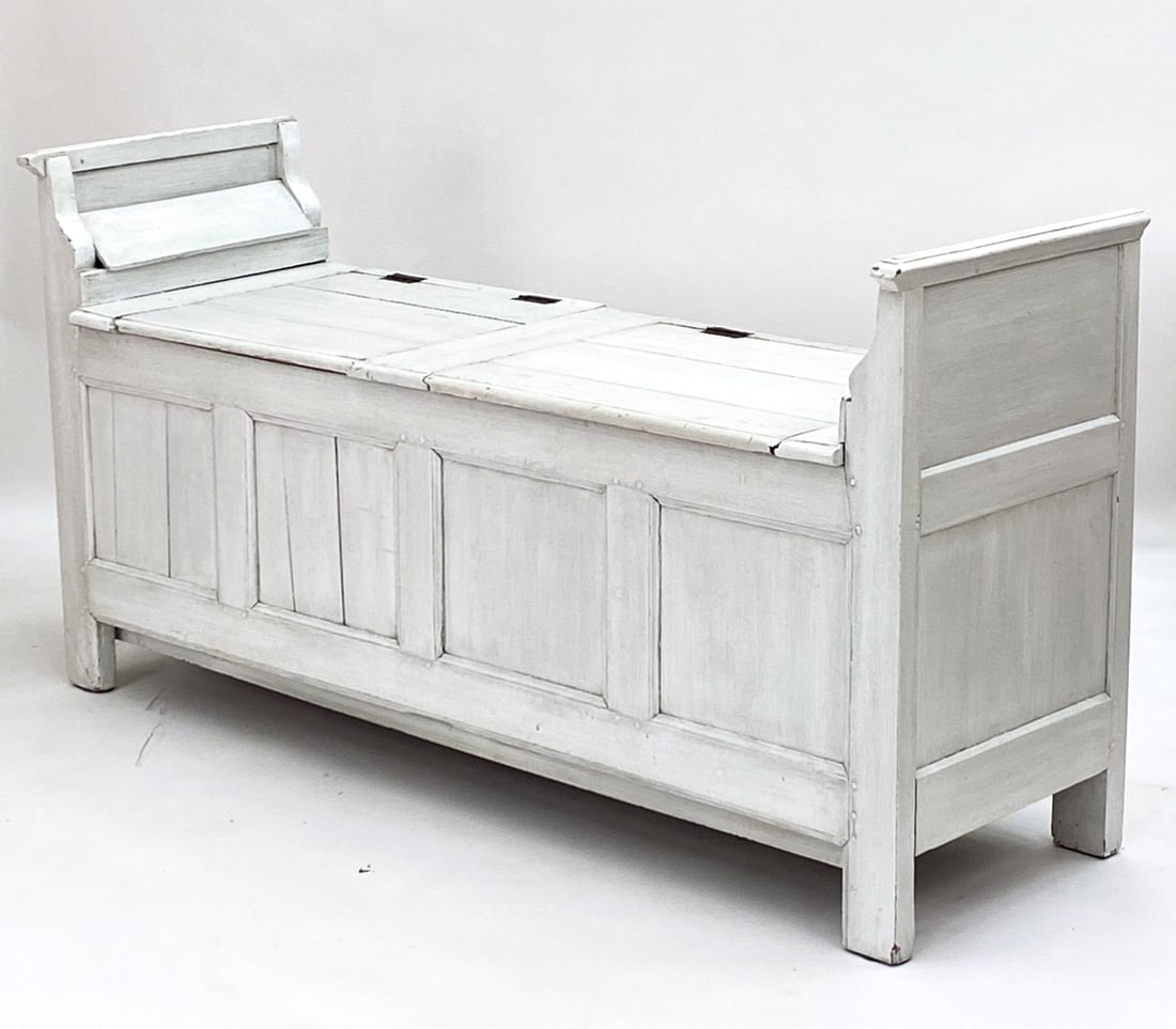 ANTIQUE PAINTED PINE STORAGE BENCH (1 of 18)