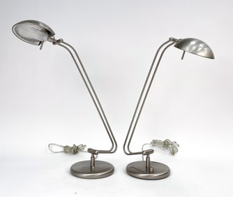 PAIR OF HOLTKOTTER GERMAN NICKEL TABLE LAMPS