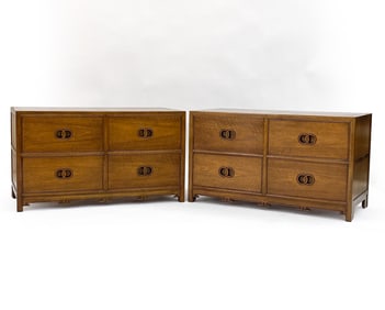 PAIR OF MICHAEL TAYLOR FOR BAKER MAHOGANY CHESTS