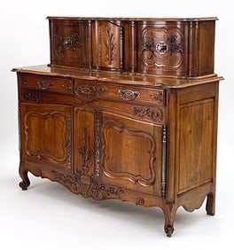 LOUIS XV STYLE FRENCH PROVINCIAL WALNUT SIDEBOARD