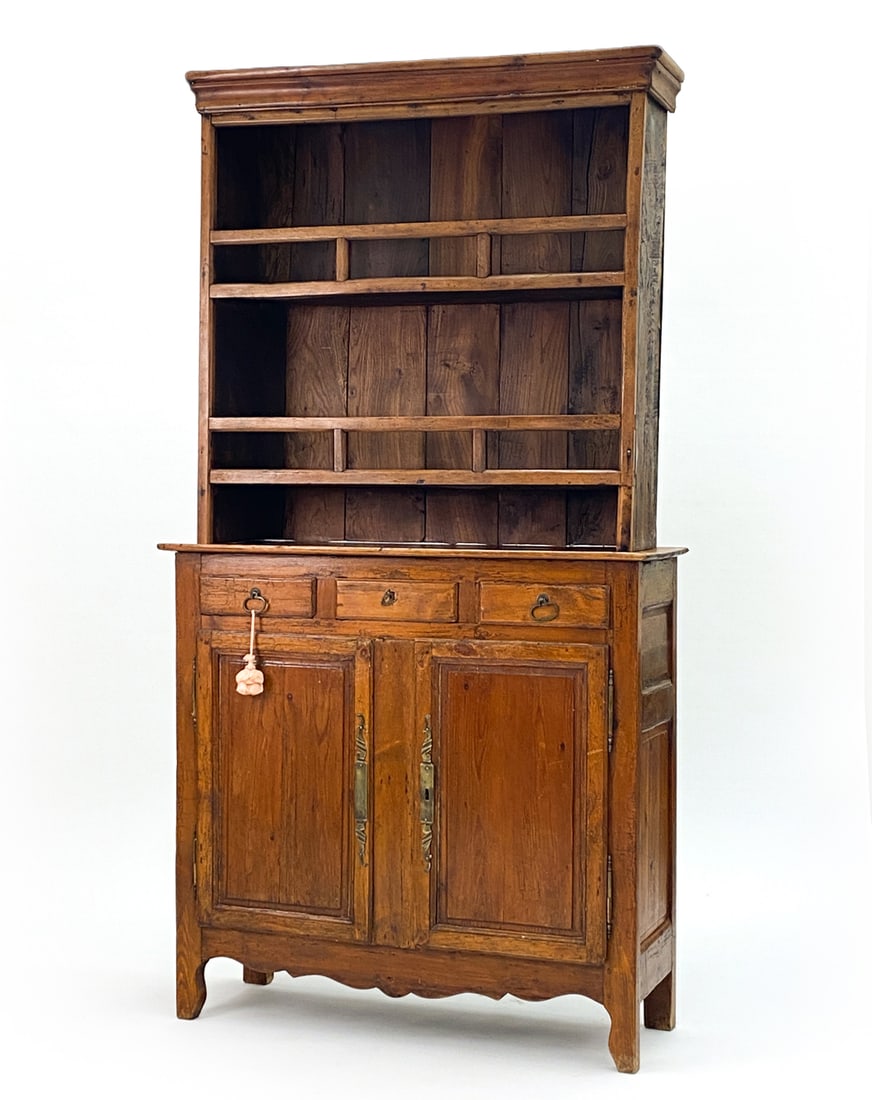 ANTIQUE FRENCH COUNTRY PINE CABINET & HUTCH 19TH C (1 of 19)