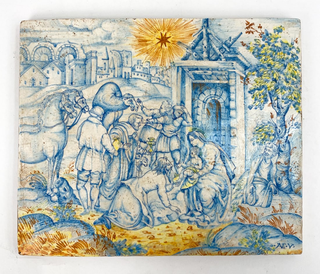 19TH/20TH C. ITALIAN MAJOLICA CASTELLI TILE (1 of 10)