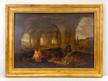 17TH C. DUTCH OIL ON BOARD PAINTING W/ NYMPHS