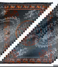 1876 CENTENNIAL FOURTH OF JULY OIL ON CLOTH BANNER