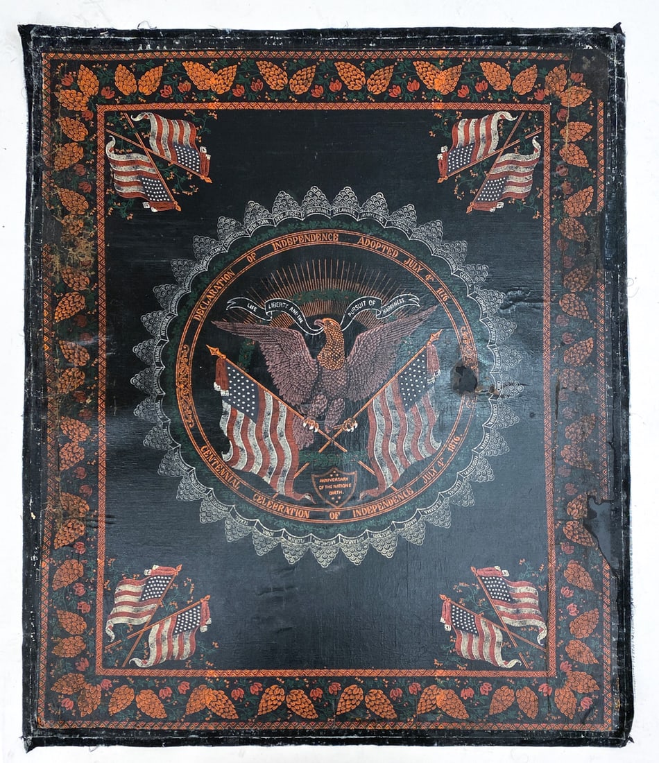 1876 CENTENNIAL FOURTH OF JULY OIL ON CLOTH BANNER (1 of 13)