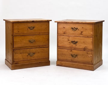 PAIR ANTIQUE ENGLISH PINE CHESTS OF DRAWERS 19TH C