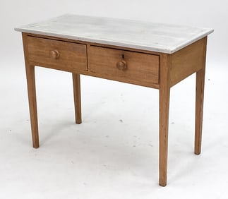 ANTIQUE COUNTRY PINE TWO-DRAWER WORK TABLE