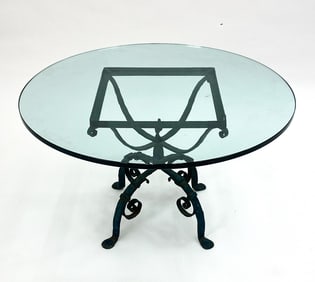 WROUGHT IRON & GLASS OUTDOOR COFFEE TABLE