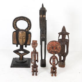 VINTAGE AFRICAN CARVED FIGURES GROUPING