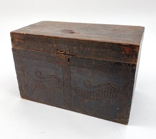 19TH C. AFRICAN CHIP CARVED CHEST