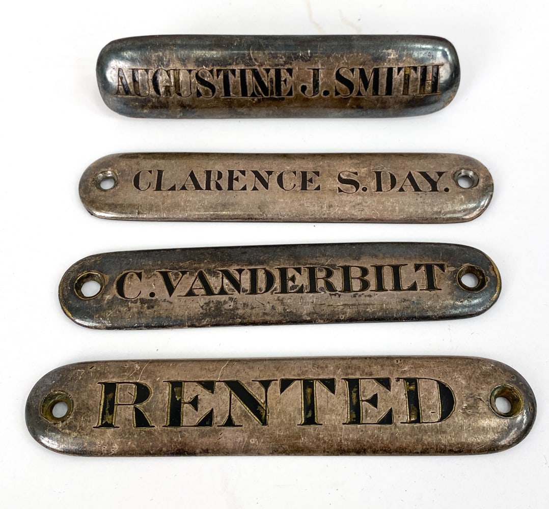 SILVERPLATE NAME PLATES INCL C. VANDERBILT 19TH C. (1 of 12)